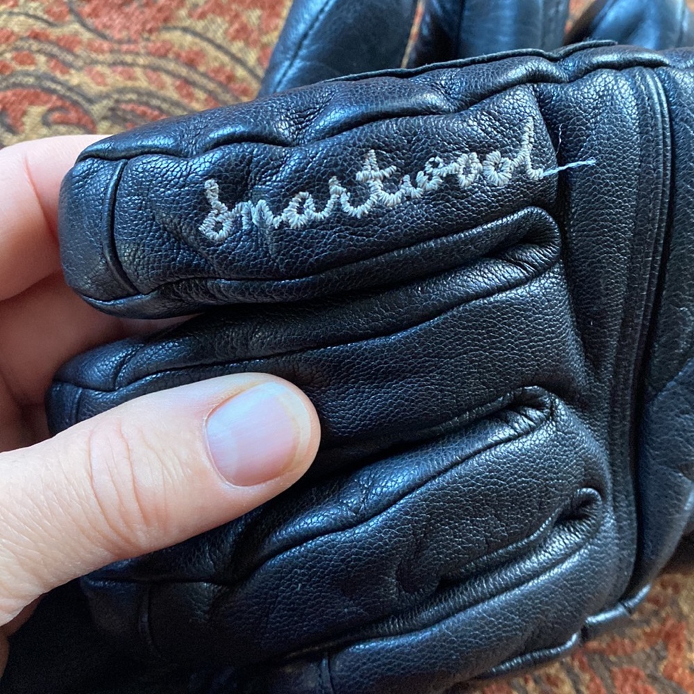Smartwool leather wool winter ski bike hike gloves RARE black warm adult M - Picture 9 of 12